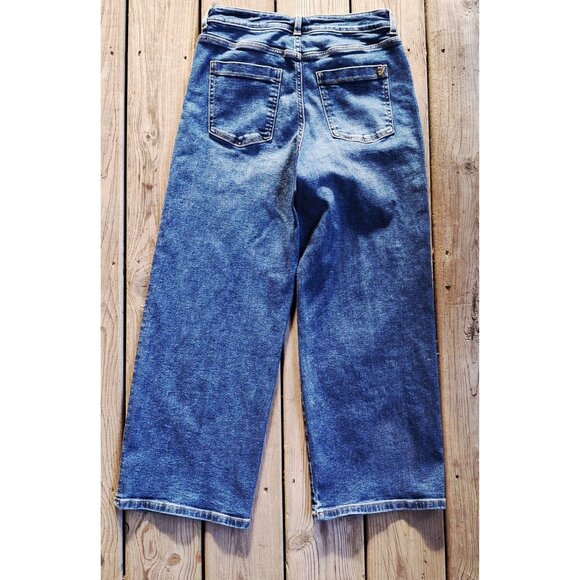 Zara Womens Wide-Leg Cropped Jeans Size 6 Medium Wash Denim Made In Bangladesh - Picture 9 of 11